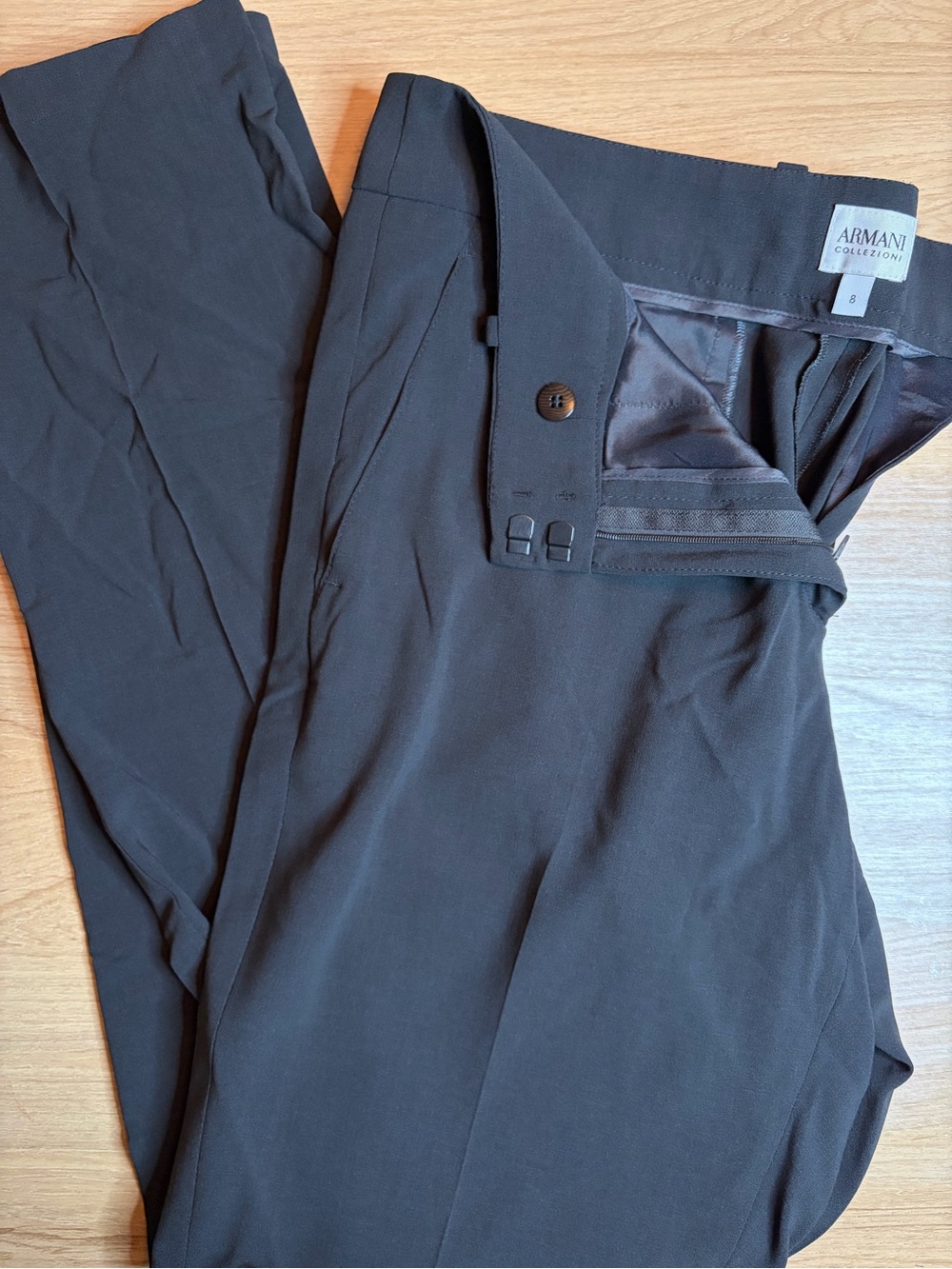 Armani Collezioni Virgin Wool Stretch Charcoal Grey Dress Pants Trousers 8